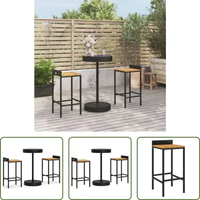 Produktbild von The Living Store 3-tlg. Gartenbar-Set Schwarz Poly Rattan & Massivholz Akazie
