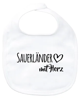 Produktbild von Huuraa Baby Lätzchen Sauerländer mit Herz White Klettverschluss  Baumwolle Latz Geschenkidee