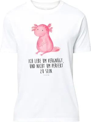 Produktbild von Mr. & Mrs. Panda Größe S T-Shirt Axolotl Niedlich - Weiß - Geschenk, Liebe, Tshirt, mit Motiv, Lebensweisheit, Axolot, oberteil, Shirt, Freundin, Fröhlich