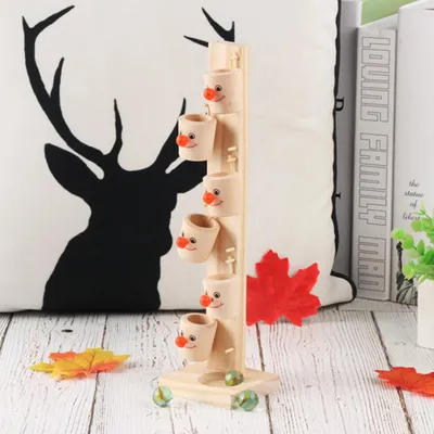 Produktbild von Clown Marble Ball Run Track Games Kinder Frühpädagogisches Holzspielzeug Lustige Fässer