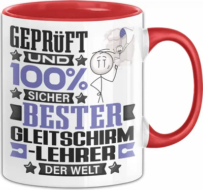 Produktbild von Gleitschirmlehrer Geschenk Lustiger Spruch für Gleitschirmlehrer Geschenkidee Bester Gleitschirmlehrer Der Welt (Rot)