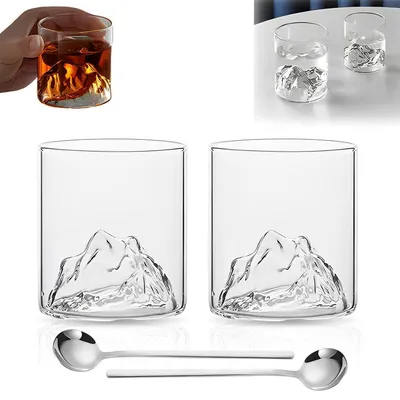 Image de Verres à café à double paroi, 300 ml, lot de 2 avec cuillères, en verre borosilicaté, transparent