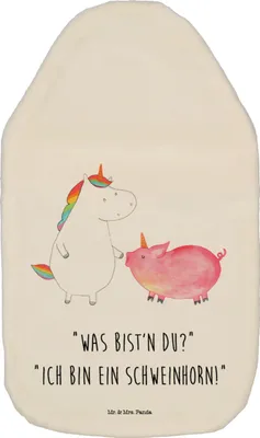 Produktbild von Mr. & Mrs. Panda Wärmflasche Einhorn Schwein - Weiß - Geschenk, Schweinchen, Unicorn, Plüsch, Wärmekissen, Freundin, mit Bezug, Wärmflaschen, Einhörner