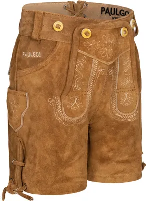Produktbild von PAULGOS Kinder Trachten Lederhose Kurz - KK1 - Echtes Leder - Größe 86 - 164