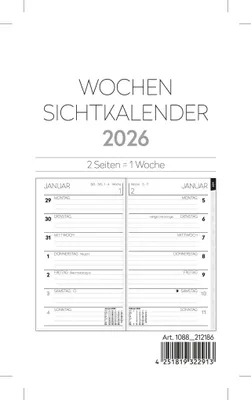 Produktbild von 2026 ADINA Wochen-Sichtkalender 9x15cm 1S/1W Einlage