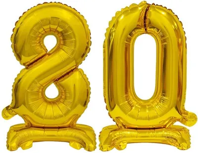 Produktbild von Stehender Folienballon Zahl 80 gold 38 cm 80. Geburtstag