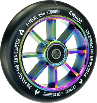 Produktbild von Chilli Pro Stunt-Scooter Spoked Rocky Rolle 110mm Neochrom/PU Schwarz