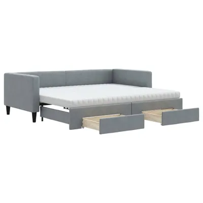 Immagine prodotto di Divano Letto Estraibile Cassetti Grigio Chiaro 90x190cm Tessuto