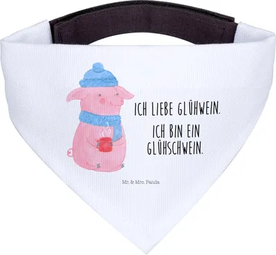 Produktbild von Mr. & Mrs. Panda Bandana Schwein Glühwein - Weiß - Geschenk, Glühschwein, Weihnachtsmarkt, Halstuch Hund, für, Hunde, Weihnachten, Punsch, Dreieckstuch, Hals Tuch