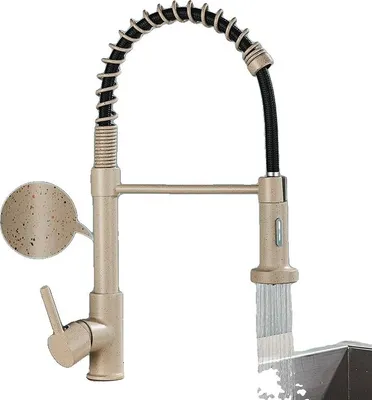 Immagine prodotto di Rubinetto da cucina, funzione spray estraibile, rotazione a 360 gradi, punti beige