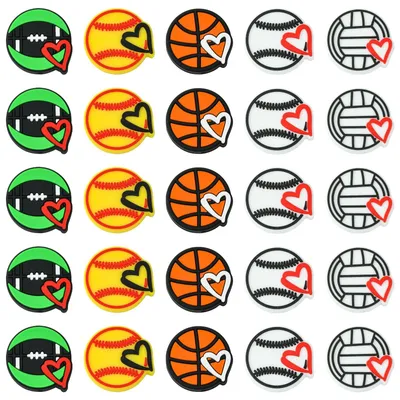 20er Set Sport-Silikon-Kugeln, 5 Stile, flach, rund, 28 mm