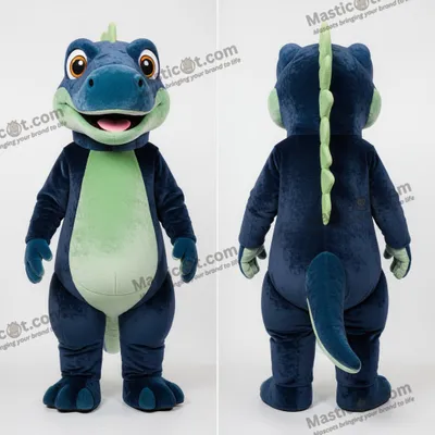 Image de Mascotte MASTICOT Iguanodon Bleu Marine en Peluche