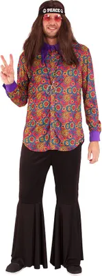 Produktbild von Kostüm Hippie Hemd Flower Power Multiflower Herr Größe: 44-46