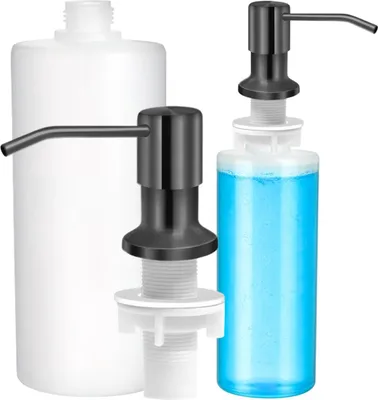 Zdjęcie produktu dla Dozownik płynu do mycia naczyń ze stali nierdzewnej do zlewu, 350 ml, czarny