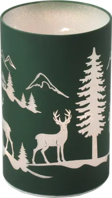 Produktbild von Windlicht Deko Glas Leuchter Zylinder LED Timer Hirsch Rentier Lampe Lichtsäule