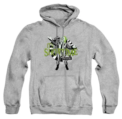 Obrázek produktu pro Mikina s kapucí Beetlejuice - "It's Showtime", uni, pro muže/ženy, model TV38407 (XXL), barva: sportovní heather, Obrázek vytvořený pomocí AI