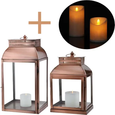 Image de lot de 2 LED Vintage Balkong Photophore de jardin Lanterne de jardin Smilia Cuivre