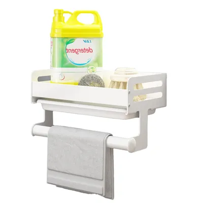 Produktbild von Selbstklebender Spülenorganizer – Wandregal für Küche & Bad, ohne Bohren, für Schwämme, Spülmittel & Bürsten (Schwarz)