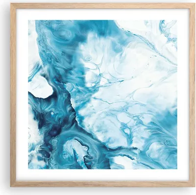 Produktbild von Gerahmtes Poster - Rahmen in heller Eiche - Abstraktion Flüssigkeit hellblau - 50x50 cm - Wand Bild - Wanddeko - Wandbilder - Wandposter - Bilderrahmen - Bilder - Kunstdruck - P2NAC50x50-4356