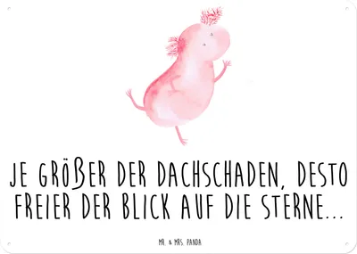 Produktbild von Mr. & Mrs. Panda Schild Axolotl Tanzen DIN A3 - Weiß - Geschenk, Magnetschild, Schwanzlurch, gut Gelaunt, Blechtafel, Wandbild, Türschild, Sterne, tafel