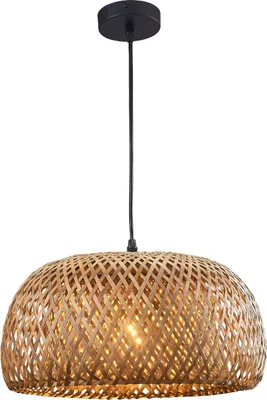 Obrázek produktu pro Závěsné svítidlo KORFU, béžovo-černé, 1xE27x20W, bambus, rozměry: 120x38x38 cm, IP20, Polux