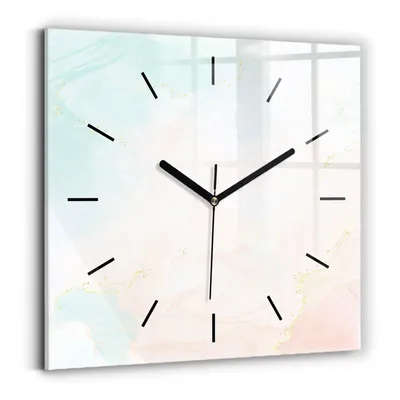 Obrázok produktu pre Wallfluent Hodiny - Sklenené Nástenné Hodiny - Tichý Quartz Strojček - Nástenná Dekorácia Spálňa Kuchyň - Čierna Ruky - 30x30 cm - Mramor
