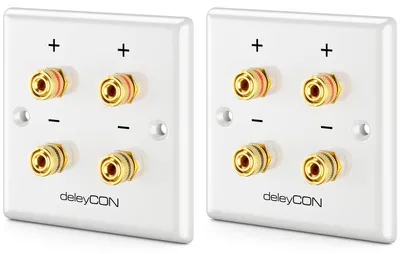 Produktbild von deleyCON Lautsprecher Wanddose Bananenstecker-Buchsen, 2 Stück – Für 2 Lautsprecher