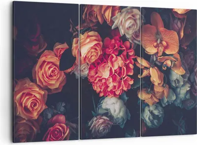 Produktbild von Bild auf Leinwand - Leinwandbild - 3 Teile - Blumenstrauß Blumen Rosen - 105x70cm - Wand Bild - Wanddeko - Wandbilder - Leinwanddruck - Bilder - Wanddekoration - Leinwand bilder - CE105x70-5002