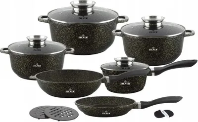 Produktbild von Schwarze Goldene Töpfe Pfannen Kasserolle Steinbeschichtung Kompotttopf Suppentopf Kochtopf Induktionstöpfe (1.3L / 1.5L / 2.3L / 3.4L / 4.5L / 6.8L)