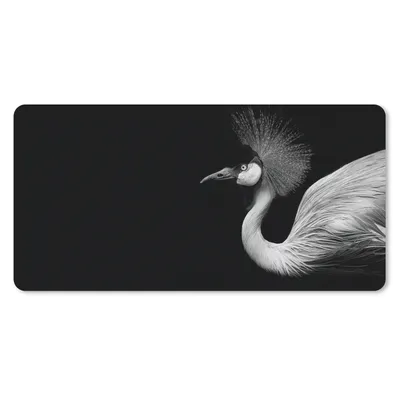 Produktbild von MuchoWow® Schreibtischunterlage Kranich - Schwarz - Weiß - Vogel - Tiere 80x40 cm - XXL Mauspad - Gaming Mauspad
