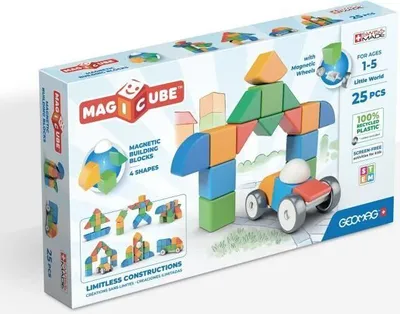 Produktbild von Magnetische Bausteine, Geomag Magicube Mon petit monde en formes, 25 Teile, Recyceltes Plastik, Ab 12 Monaten