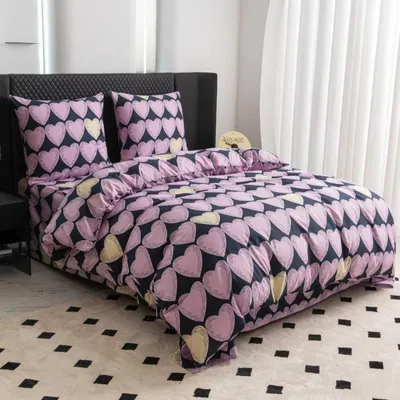 Zdjęcie produktu dla Pościel z mikrofibry VIOLET HEARTS jasnofioletowa Rozmiar pościeli: 2 szt 70 x 80 cm | 160 x 200 cm