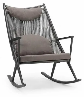 Produktbild von Schaukelstuhl Grau Relaxsessel mit Polsterung Terrasse Garten