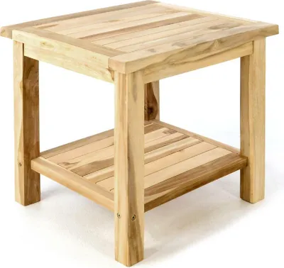 Produktbild von VCM Blumenhocker | Beistelltisch | Gartentisch Teakholz | Blumentisch | Balkontisch | Maße 50 x 50 cm