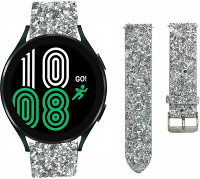 Produktbild von Strap-it Samsung Galaxy Watch 5 - 40mm Glitzerlederarmband (Silber)