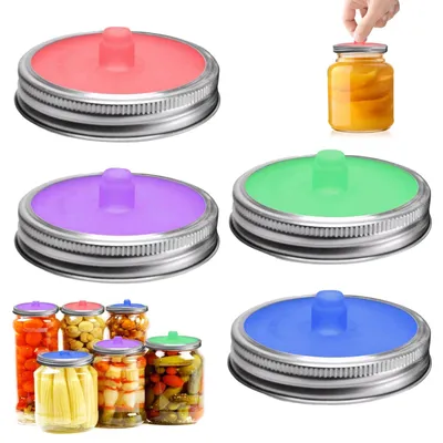 Image de Solidchoice - Ensemble de 4 couvercles en silicone pour bocaux Mason, idéal pour la fermentation