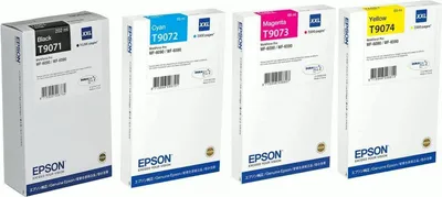 Produktbild von Epson 4X Original T9071 T9072 T9073 T9074 XXL schwarz gelb Magenta Cyan Tintenpatronen für Workforce Pro WF-6000, WF-6090, WF-6590 im Set Satz
