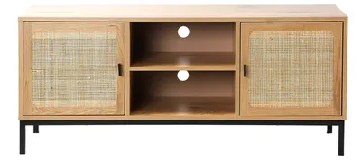 Produktbild von CALICOSY -  TV-Möbel mit 2 Türen, Rattangeflecht und 2 Ablagen - L120cm