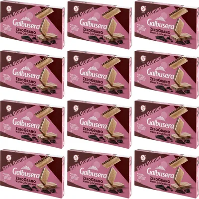 Produktbild von 12x Galbusera Zerograno Wafer senza Glutine, Schokoladenwaffeln, glutenfrei, 180g