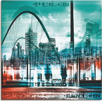Produktbild von ARTland Leinwandbild Gelsenkirchen Skyline Collage 02 Größe: 70x70 cm