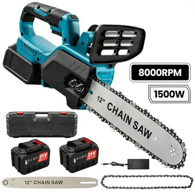 Produktbild von Akku-Kettensäge - Bürstenloser Motor - 30-cm-Schwert - 2 Akkus - Zum Beschneiden und für Holzarbeiten - Handheld - Makita-kompatibel