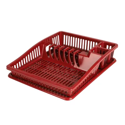 Immagine prodotto di Cesto per stoviglie Urban Living Sonoma, con vassoio, 38,5 x 31 x 8 cm, colore Ruby Wine