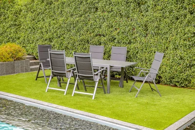 Produktbild von greemotion Gartenmöbel Set 7-teilig Grenada Garten-Essgruppe grau Aluminium wetterfest