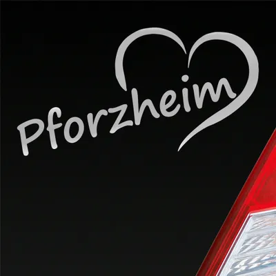 Produktbild von Auto Aufkleber Pfortzheim Herz Stadt City Love Liebe Heimat 16x8 cm Silber Sticker Heckscheibenaufkleber