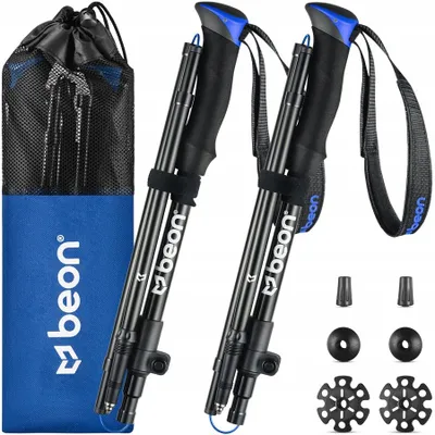 Obrázek produktu pro Skládací turistické hole Beon Fold Lite, modré, výškově nastavitelné 110-130 cm