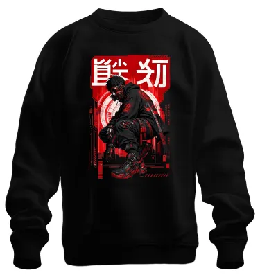 Produktbild von Cyberpunk Techwear Japanisch Anime Japan Y2K Streetwear Sweatshirt Pullover, Schwarz, L