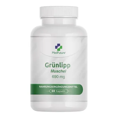 Produktbild von Grünlippmuschel Kapseln 690 mg, 60 Kapseln - Grünlippmuschelextrakt Für Menschen, Natürliche Unterstützung Für Gelenk