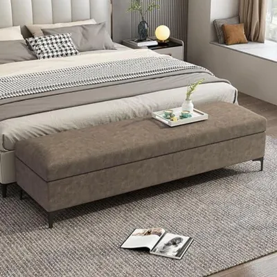 Produktbild von Sitzbank mit Stauraum Schlafzimmer 120x40x40cm Holz Katzenvlies