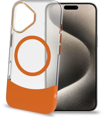Obrázek produktu pro Magdual MagSafe kompatibilní pouzdro iPhone 16 Orange + Transparent