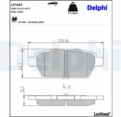 Produktbild von DELPHI Bremsbeläge Satz Hinten Bremsklötze für MAZDA 6 Station Wagon (GY) LP2493